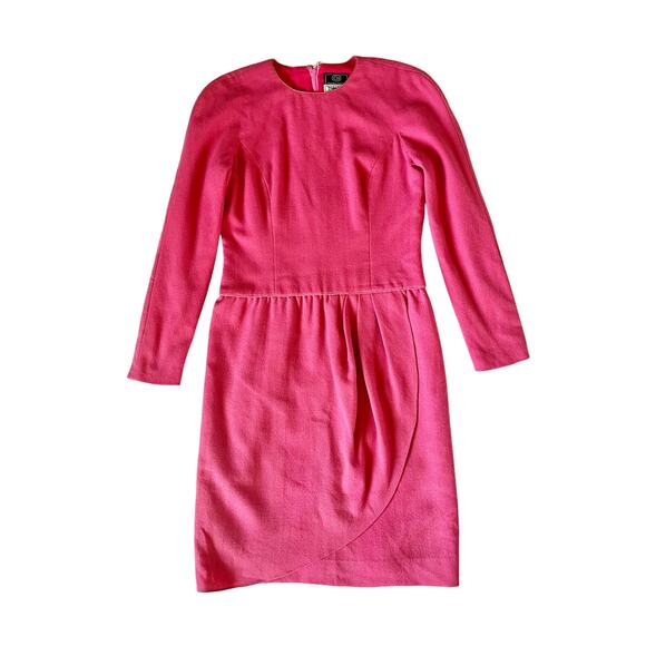 Vintage Carolina Herrera for Bergdorf Pink Wool Pink Zip Close dress size 10 - Picture 7 of 7